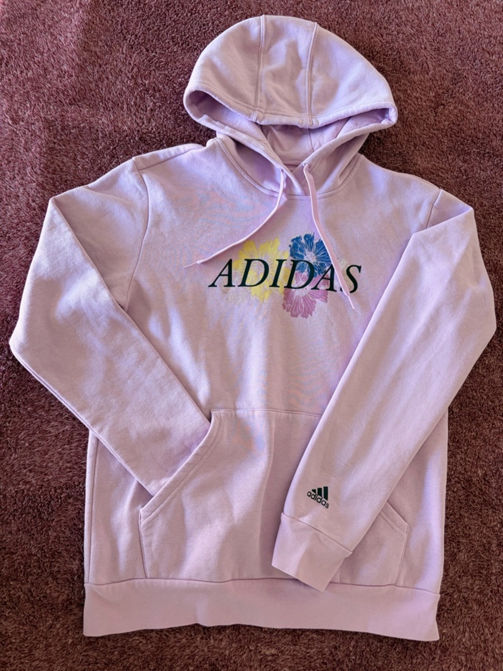 adidas Light Pink Pullover Hoodie with Branded Neck Tag